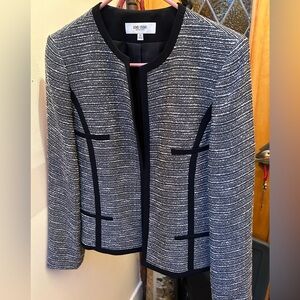 Jones Studio Black and White Striped Blazer